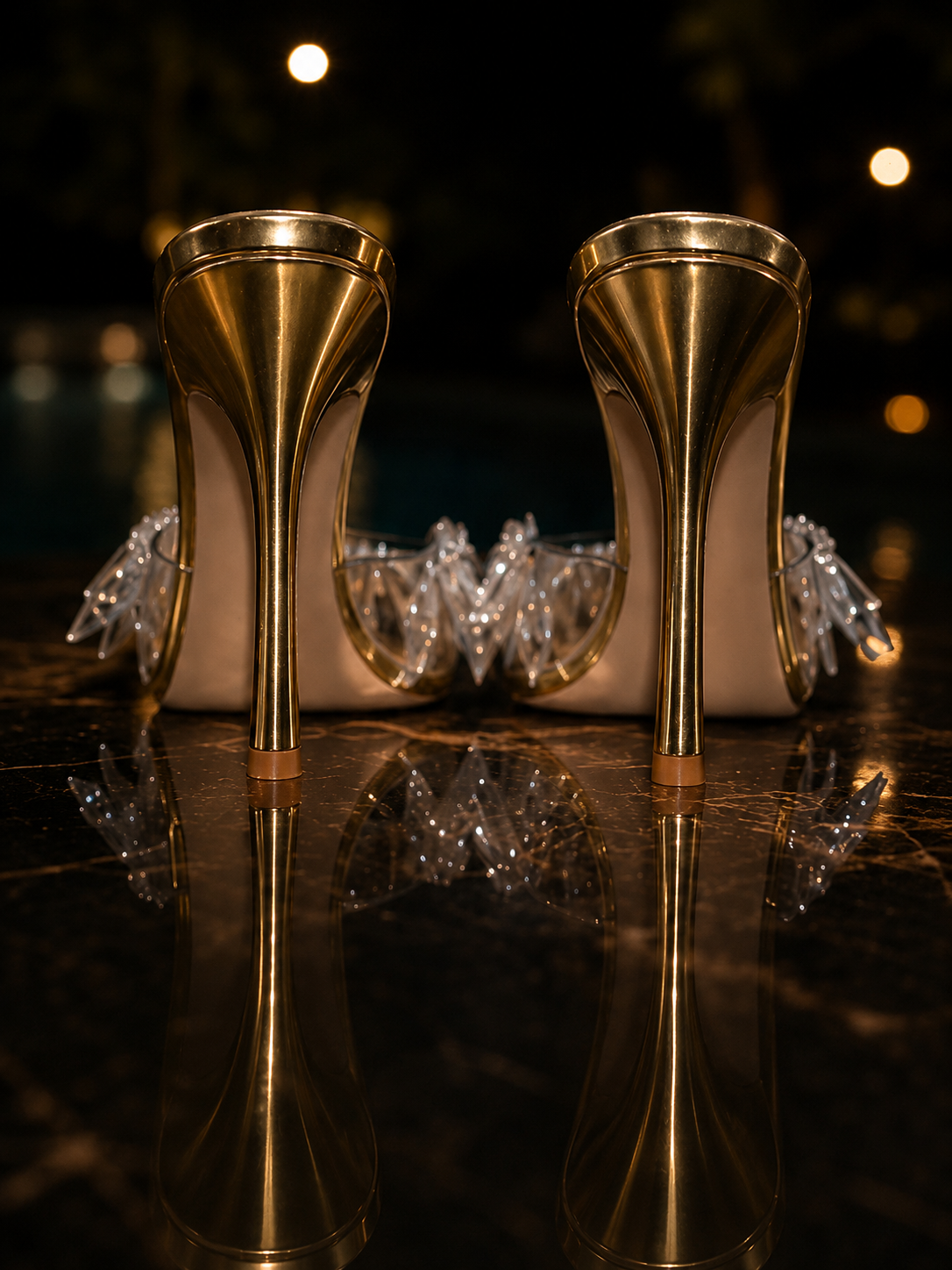 Liquid Gold Crystal Mule Heel- Gold